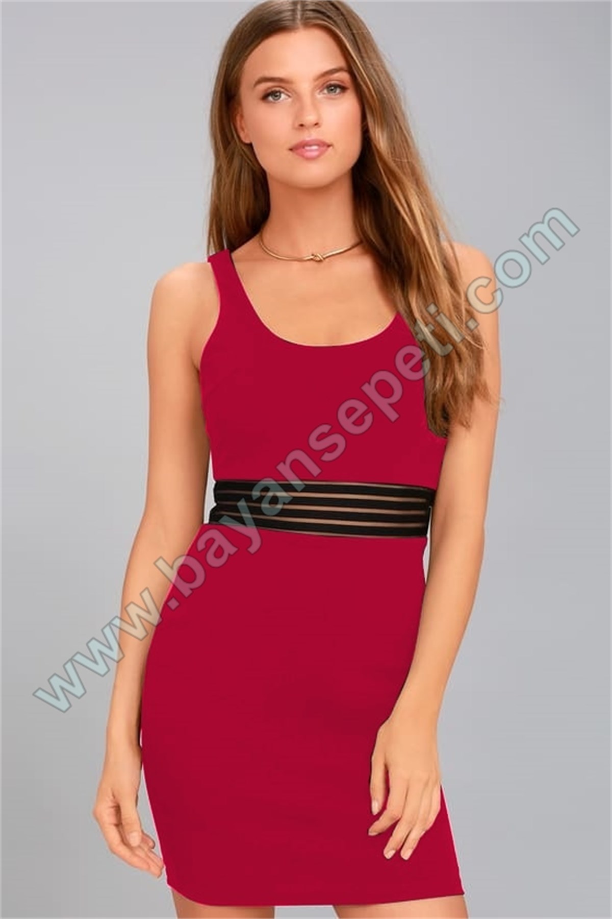 FUŞYA ESNEK DALGIÇ KUMAŞ LASTİK DETAY MİNİ ELBİSE DNM-307-7