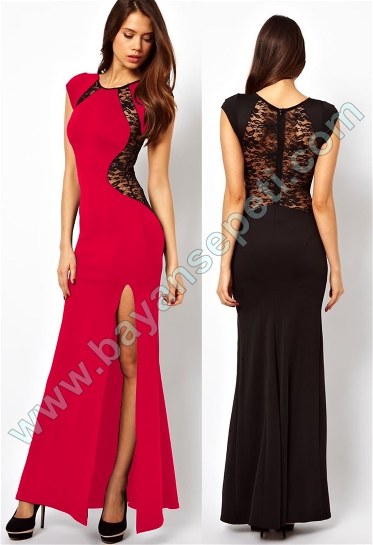 FUŞYA ESNEK DALGIÇ KUMAŞ YIRTMAÇ DETAYLI ABİYE ELBİSE TKN-6137-7