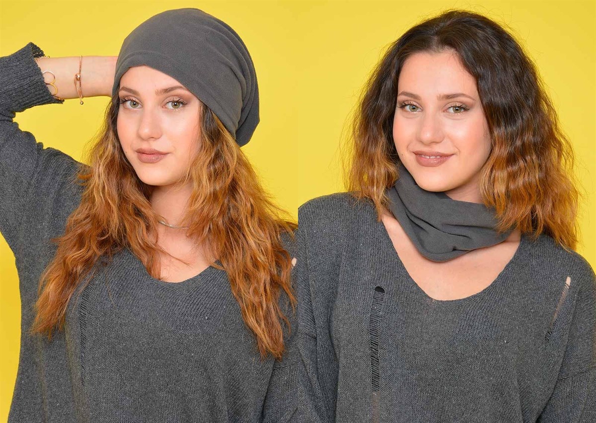 GRİ POLAR BERE - POLAR BOYUNLUK WECOOL-003