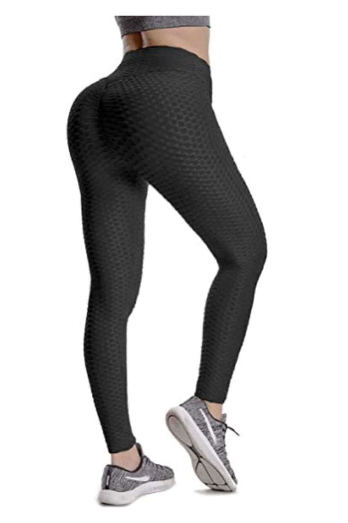 KABARTMA GÖRÜNÜMLÜ FULL LİKRA ESNEK KALÇA VE POPO TAPARLAYICI SELÜLİT ÖNLEYİCİ SİYAH YÜKSEKBEL TAYT ANTI SELULITE HIGH WAIST BLACK LEGGINGS RICH-002 