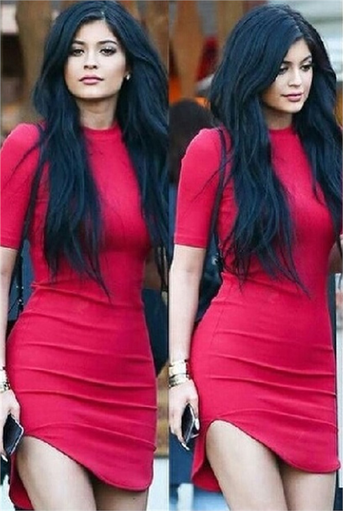 KIRMIZI ESNEK DALGIÇ KUMAŞ MİNİ ELBİSE DNM-094-3