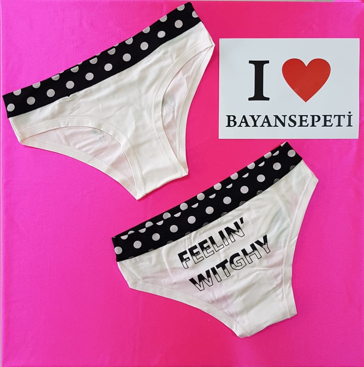 KOZA ARKASI YAZI BASKILI PUDRA KÜLOT HİPSTER PRINTED PANTY KZ-002-2