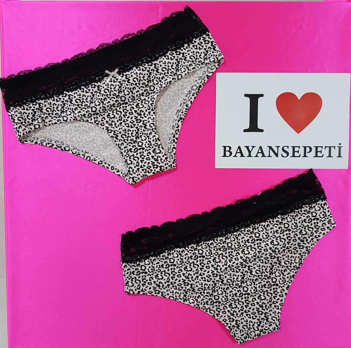 KOZA BELİ DANTEL DETAYLI LEOPAR DESENLİ KÜLOT LACE AND LEOPARD PANTY KZ-001-1