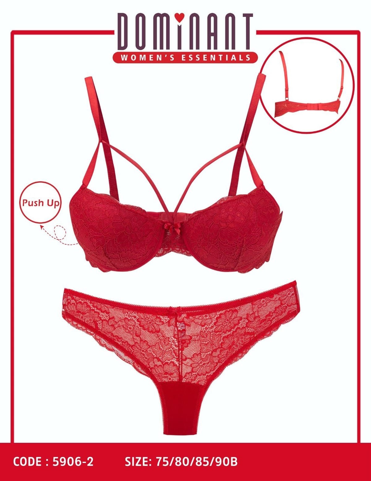 KOZA DOLGULU KIRMIZI SÜTYEN TAKIM RED BRA SET koza-5906-2
