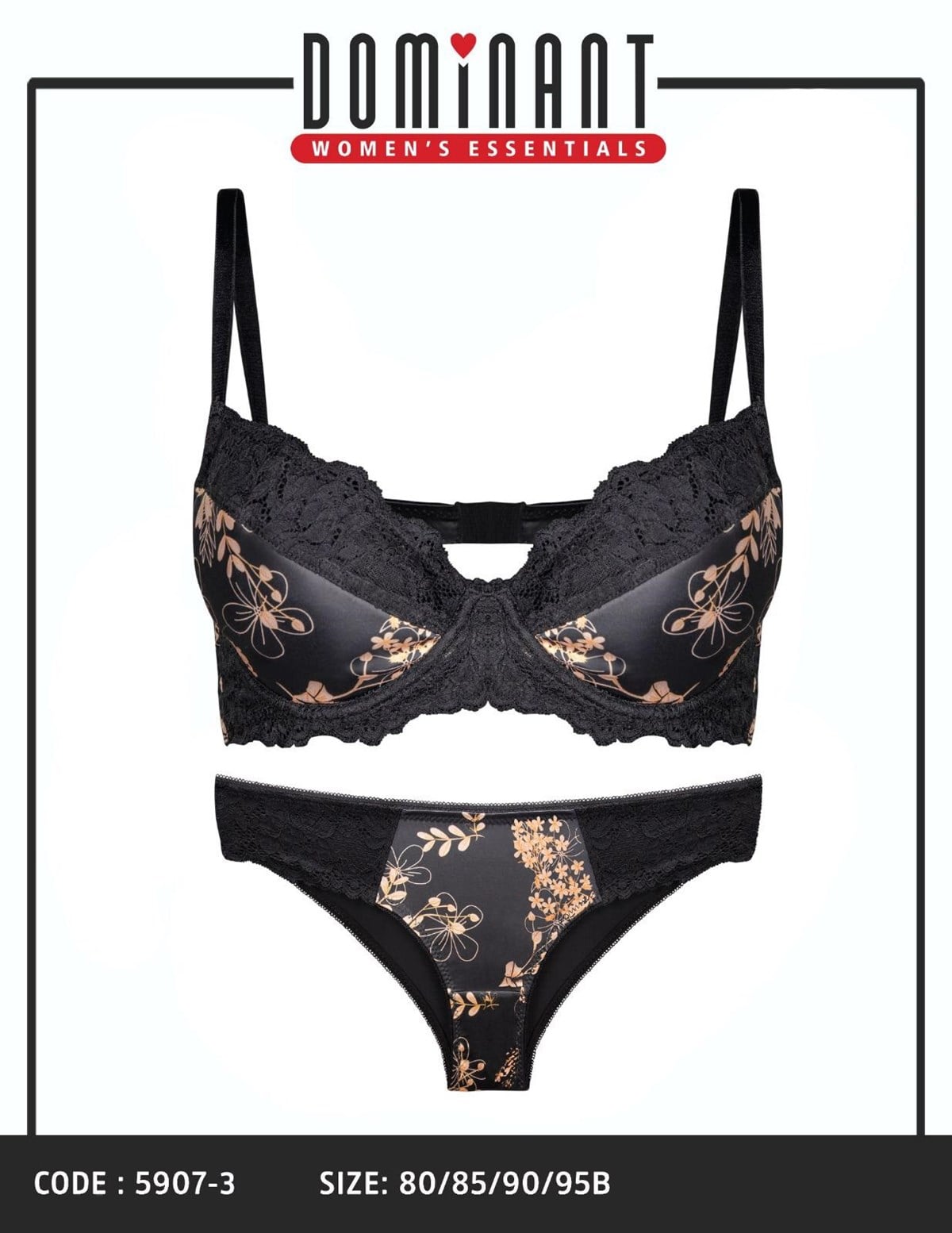KOZA DOLGUSUZ SİYAH SÜTYEN TAKIM BLACK BRA SET koza-5907-3