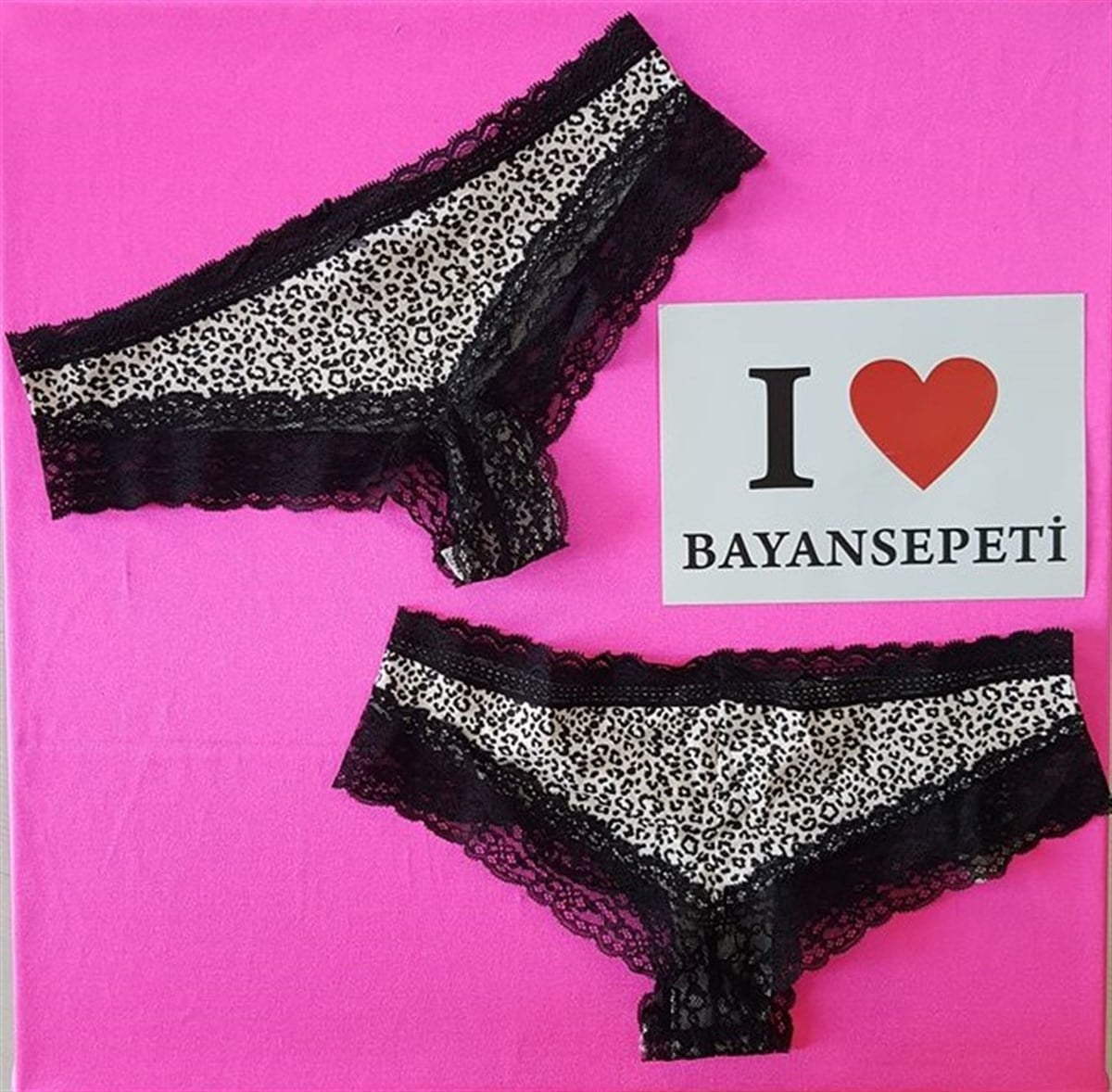 KOZA ESNEK DANTEL DETAYLI LEOPAR DESENLİ BREZİLYA KESİM KÜLOT TANGA LACE AND LEOPARD PANTY BRAZILIAN PANTY KZ-003-1