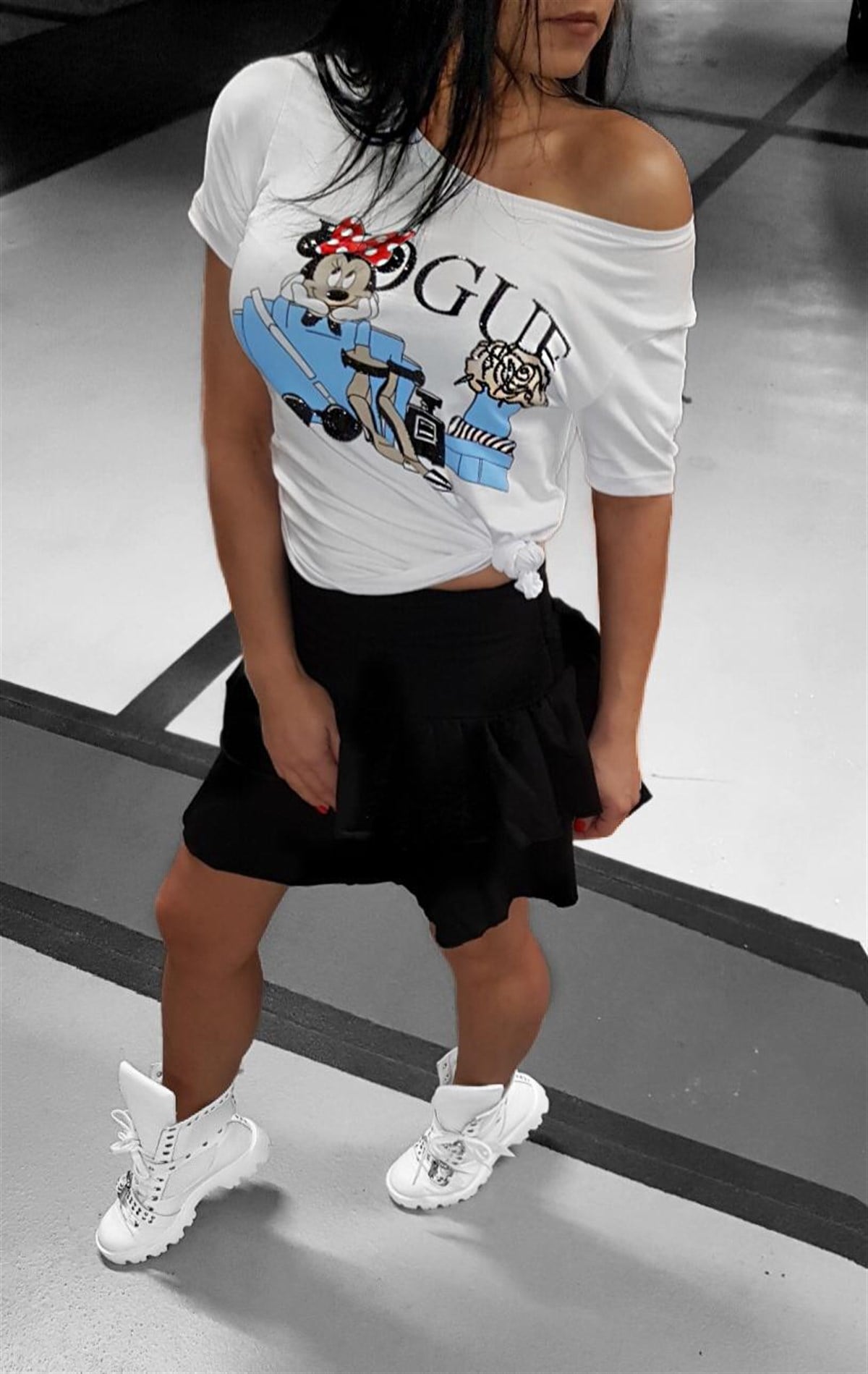 PENYE T-SHIRT VE ETEK SET İKİLİ GÜNLÜK SPOR TAKIM SKIRT AND TOP SET CHP-202-2
