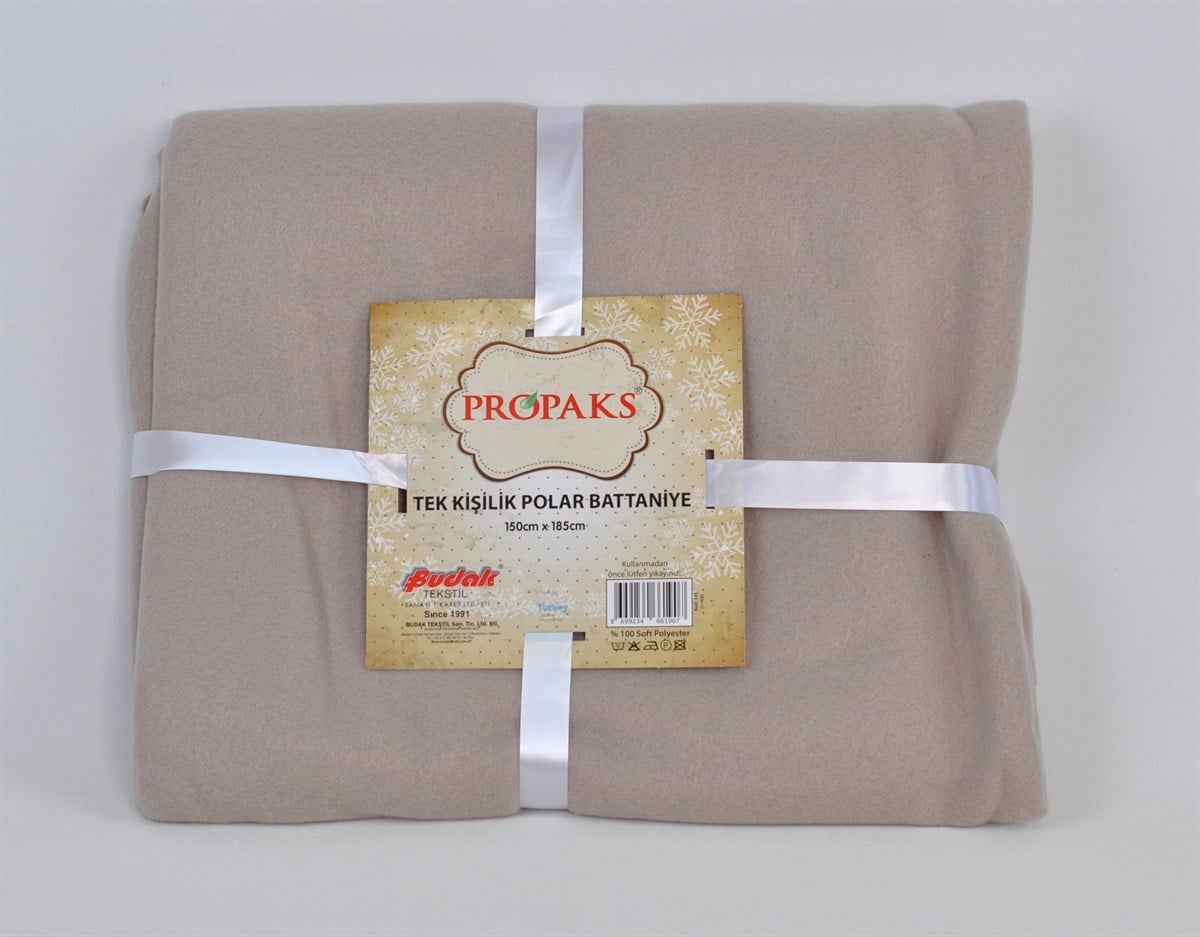 PROPAKS TEK KİŞİLİK KREM POLAR BATTANİYE 150 X 185 TEK KİŞİLİK POLAR BATTANİYE POLAR HALI ÖRTÜSÜ POLAR KOLTUK ÖRTÜSÜ PROPAKS-002