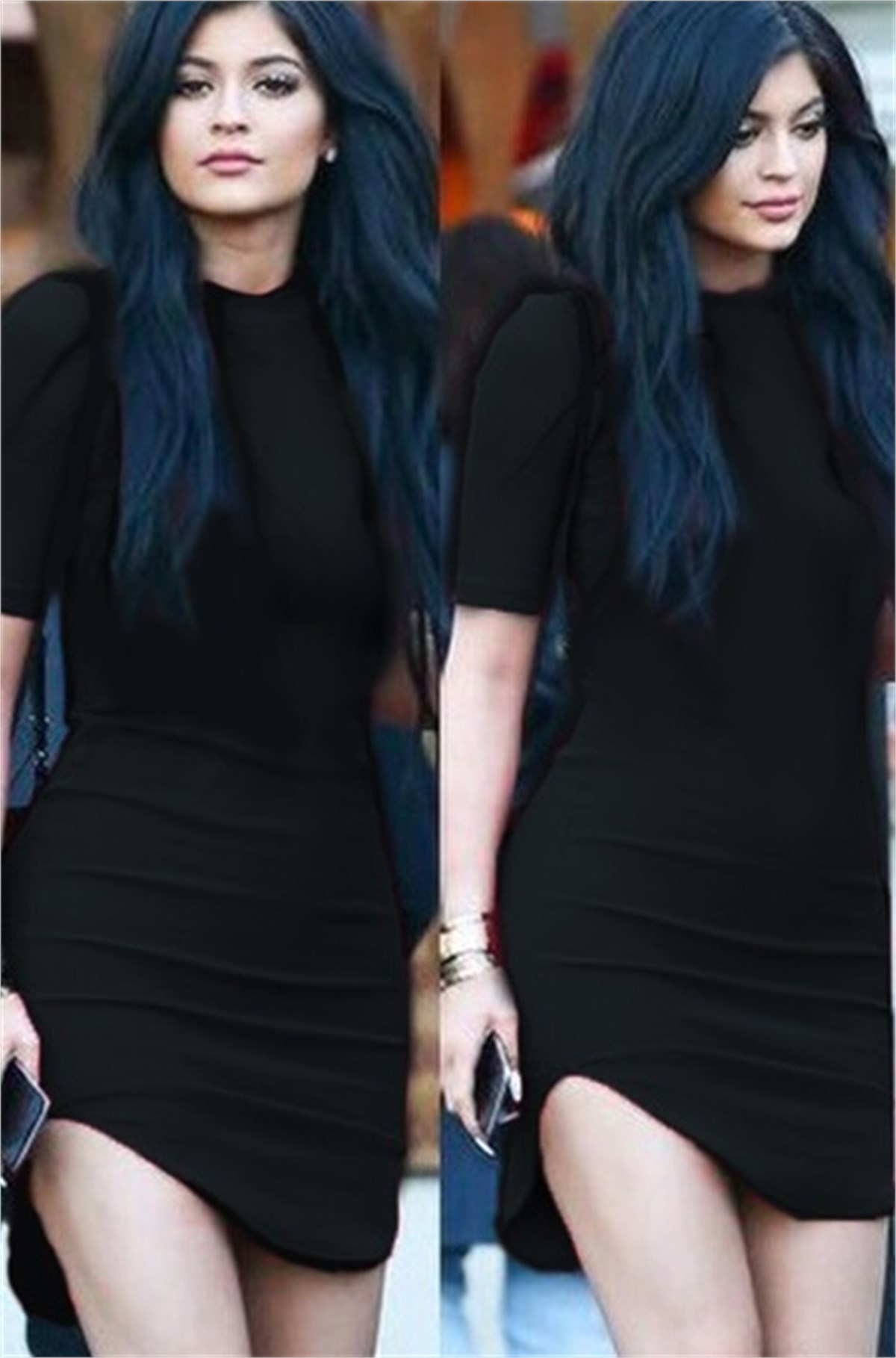 SİYAH ESNEK DALGIÇ KUMAŞ MİNİ ELBİSE DNM-094-1