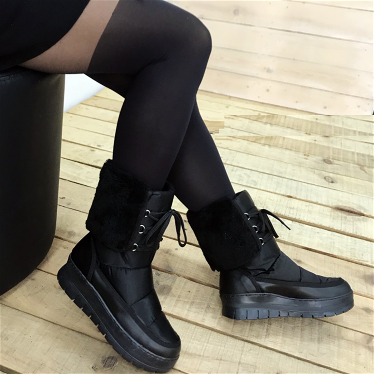 SİYAH RENK KAR BOTU SNOW BOOT WINTER WOMAN SHOES SHOE-002