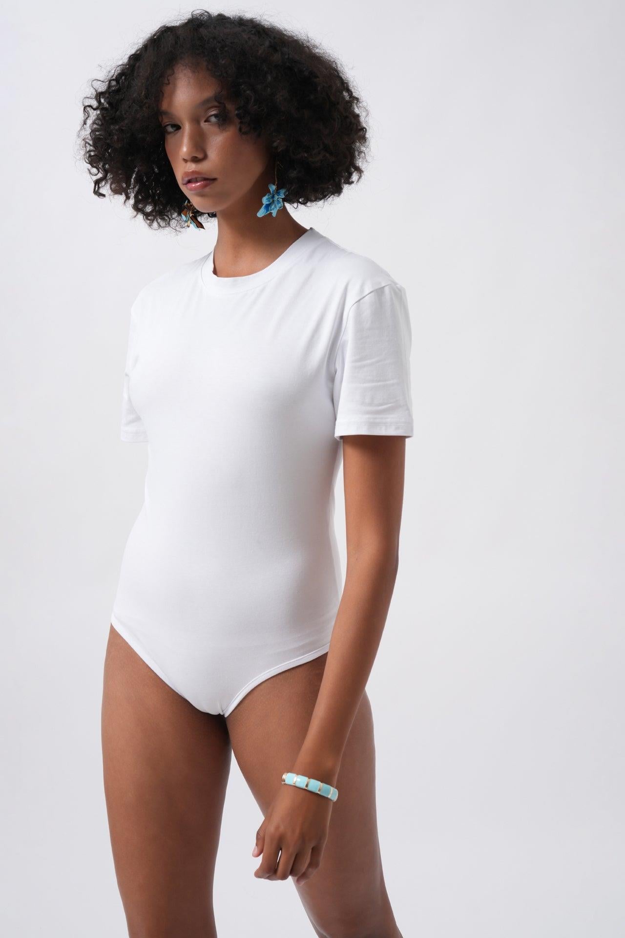 T-Shirt Detay Beyaz Bodysuit