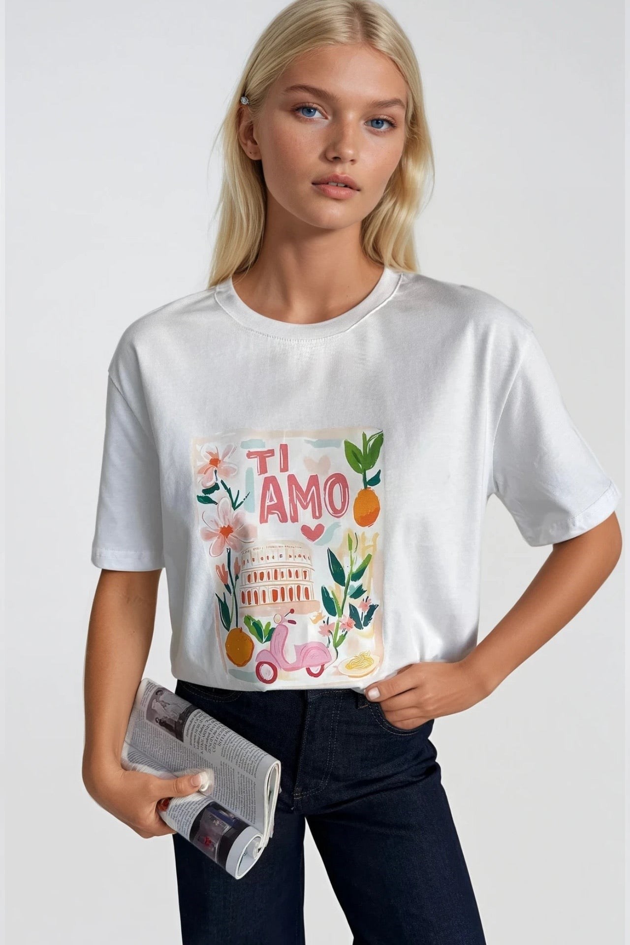 Ti Amo Baskılı Beyaz T-Shirt