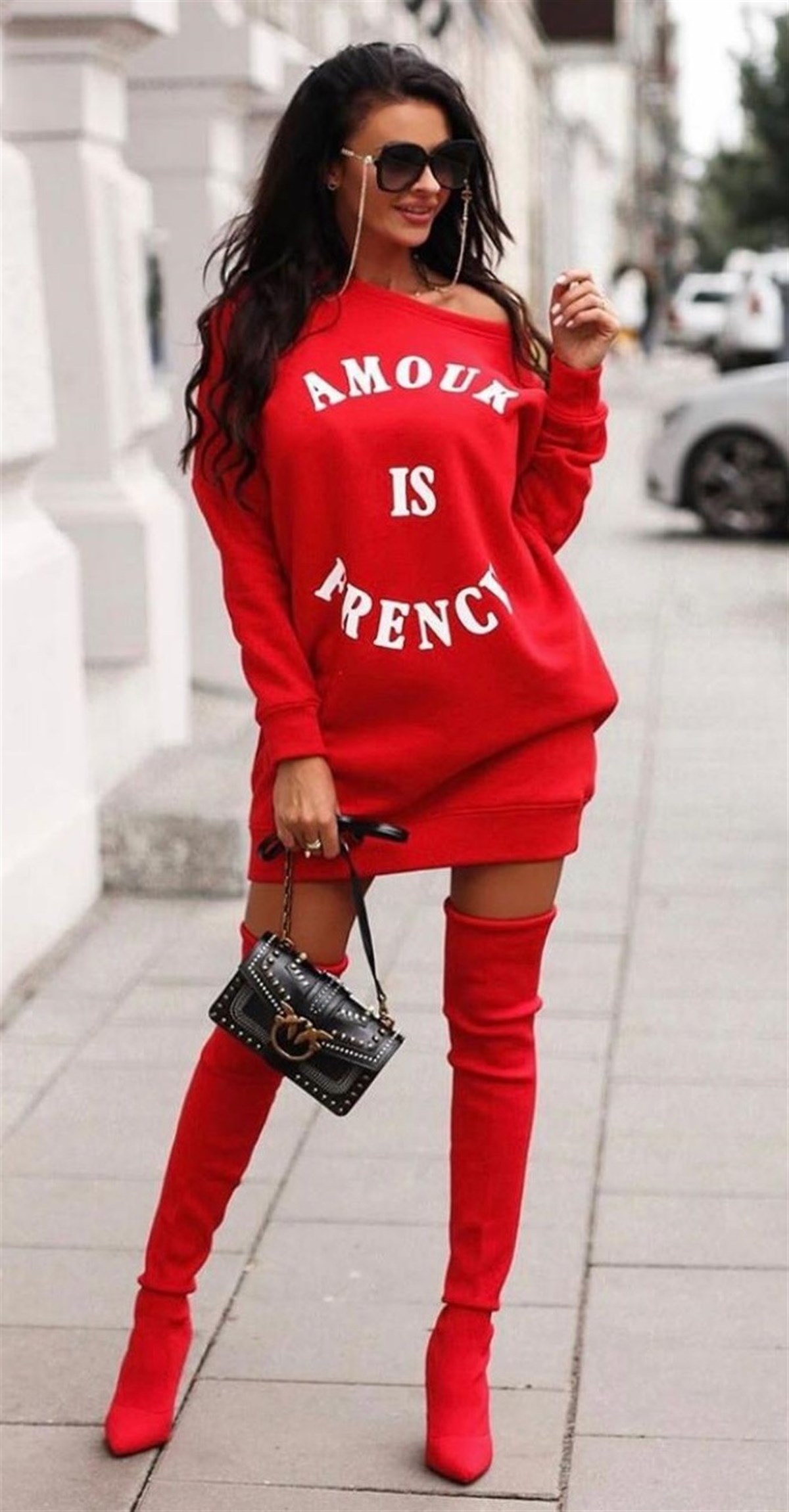 ÜÇİPLİK ESNEK KUMAŞ UZUN KOLLU KIRMIZI SPOR ELBİSE WOMAN SPORTSWEAR RED TUNIC RED DRESS ZN-005