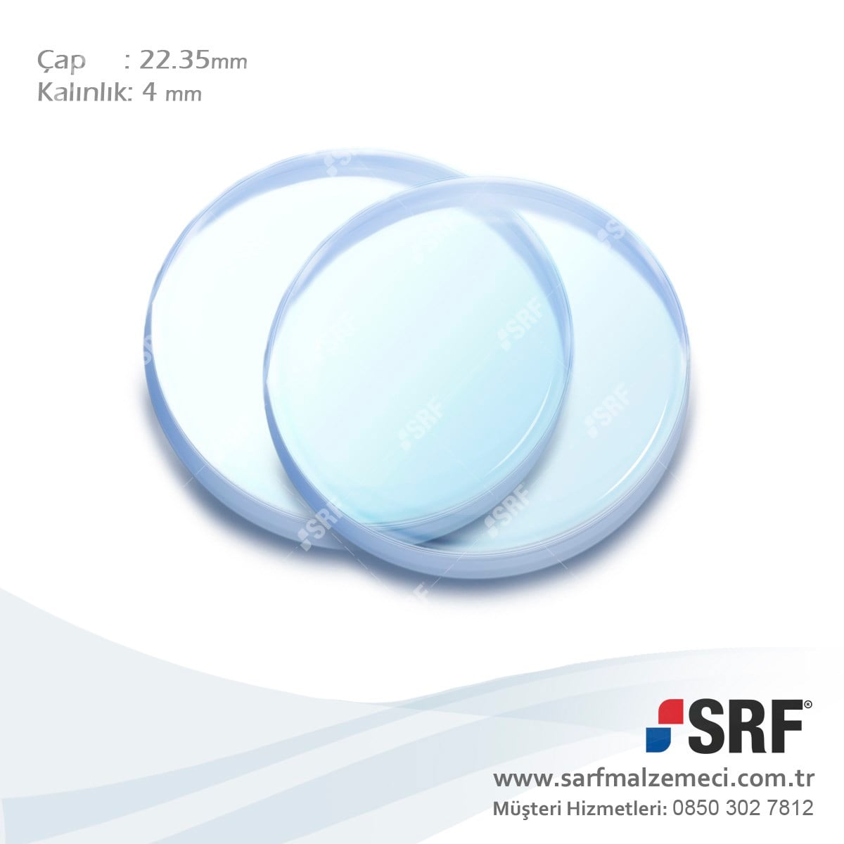 Lazer Lens Koruma Camı D22.35D4 Çap:22.35mm Kalınlık:4mm