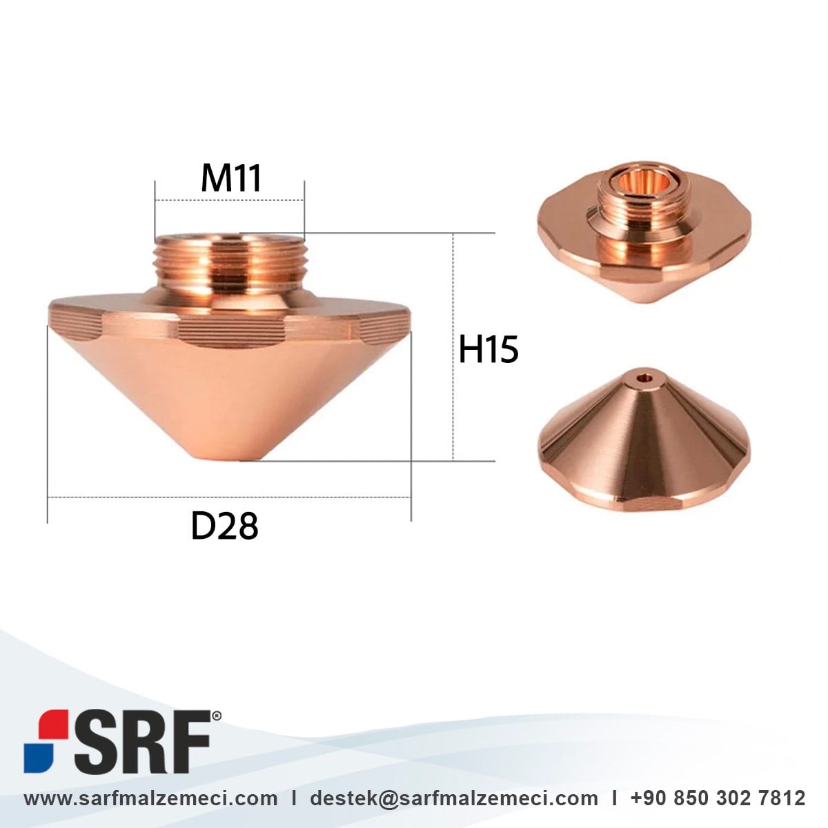 Bodor® Laser İle Uyumlu Nozzle Hexagonal Double D28-M11-H15