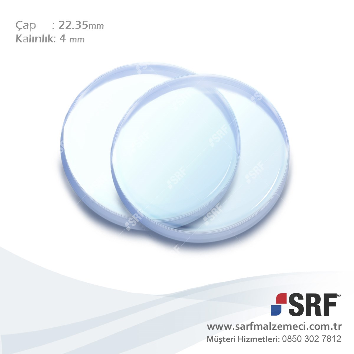 Lazer Lens Koruma Camı D22.35D4 Çap:22.35mm Kalınlık:4mm