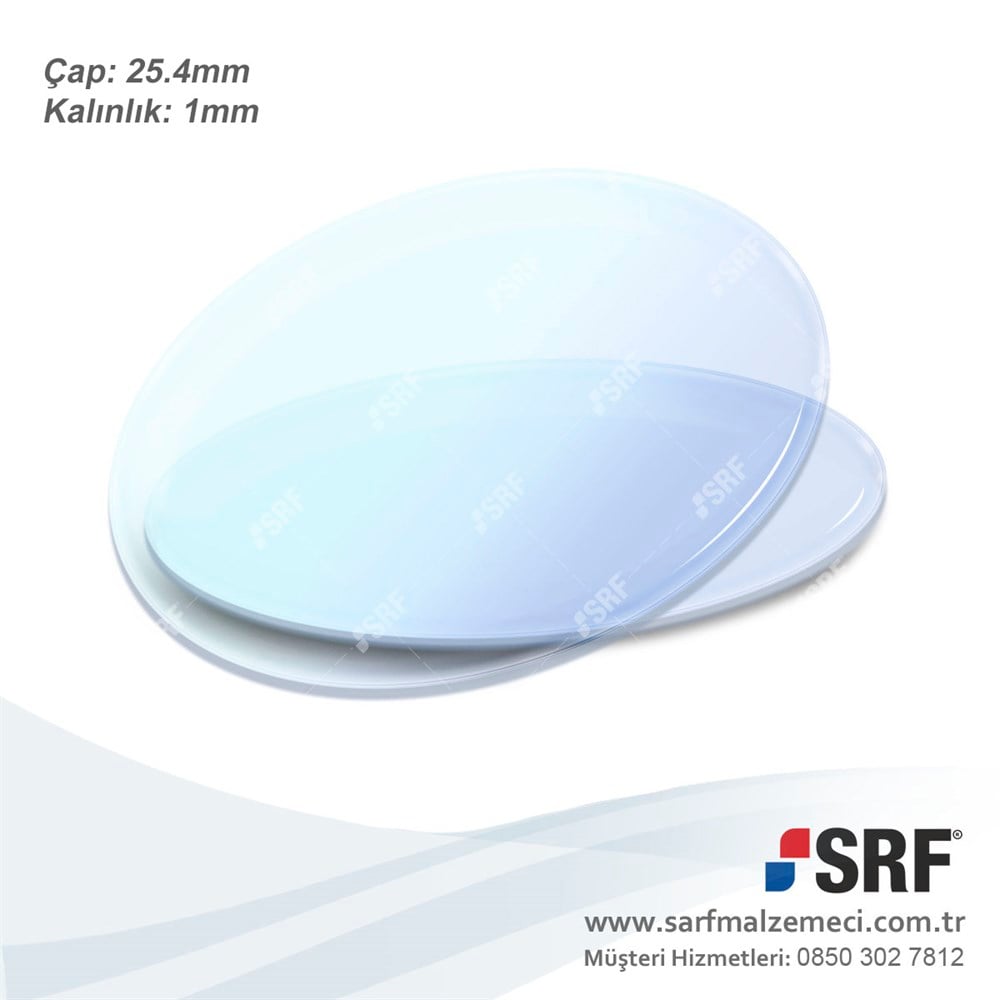 Lazer Lens Koruma Camı D25.4D1 Çap:25.4mm Kalınlık:1mm