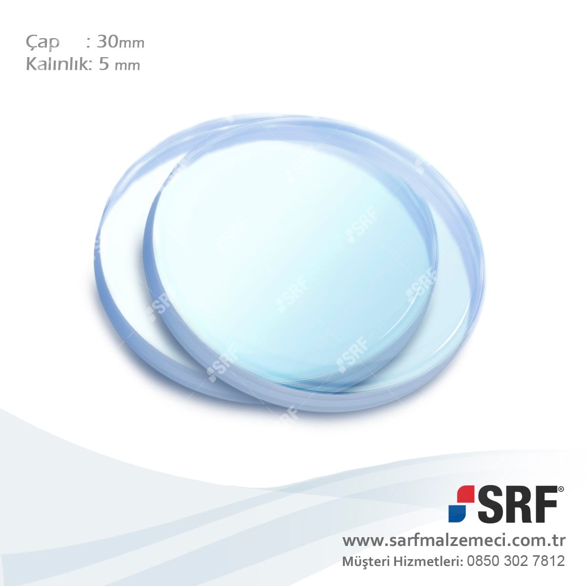 Lazer Lens Koruma Camı D30D5 Çap:30mm Kalınlık:5mm