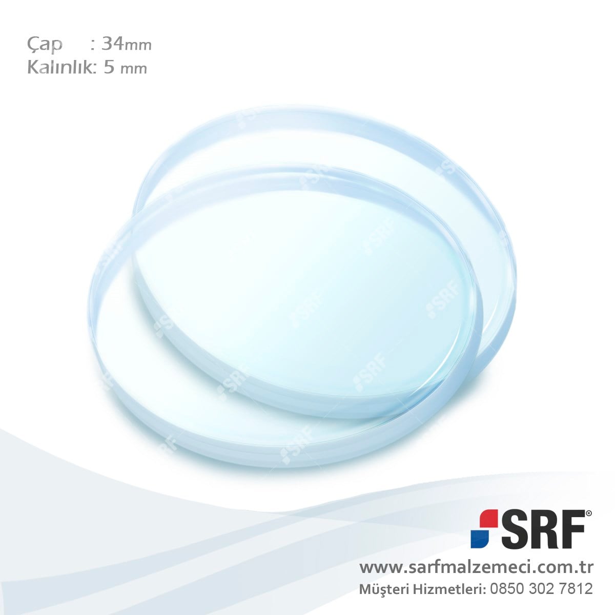 Lazer Lens Koruma Camı D34D5 Çap:34mm Kalınlık:5mm