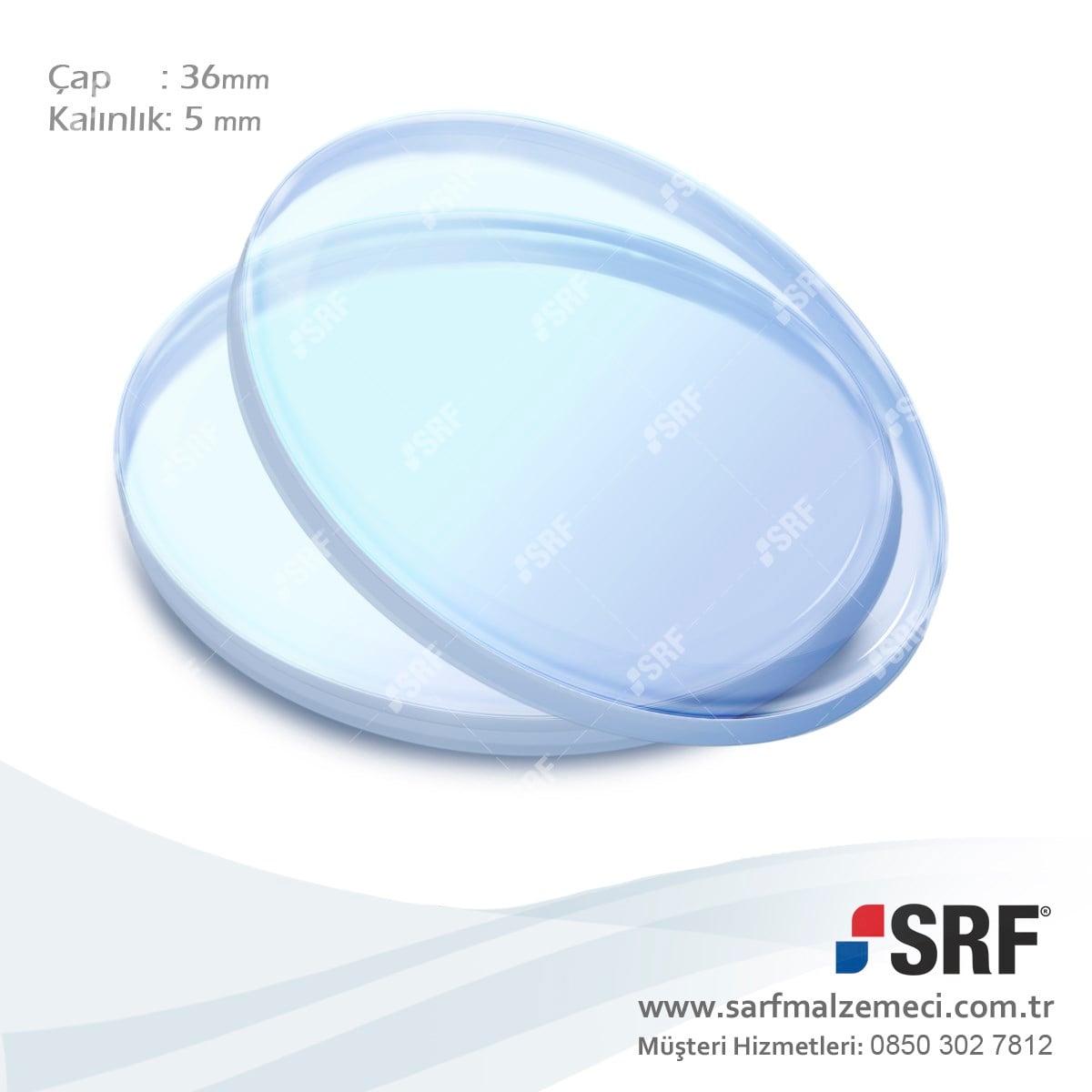 Lazer Lens Koruma Camı D36D5 Çap:36mm Kalınlık:5mm