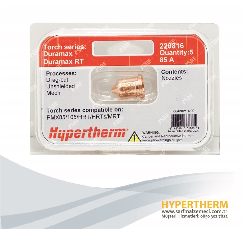 Orijinal Hypertherm® 220816 Nozzle 85A