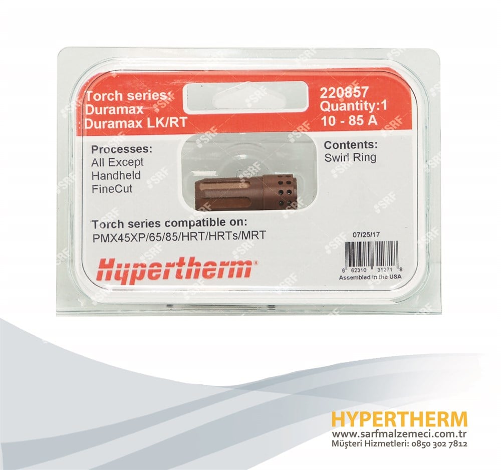 Orijinal Hypertherm® 220842 Swirl Ring 10 - 85A