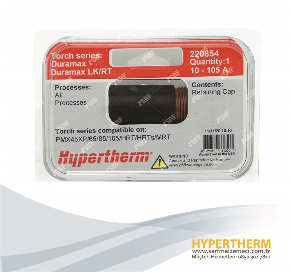 Orijinal Hypertherm® 220854 Retaining Cap 10 - 105A