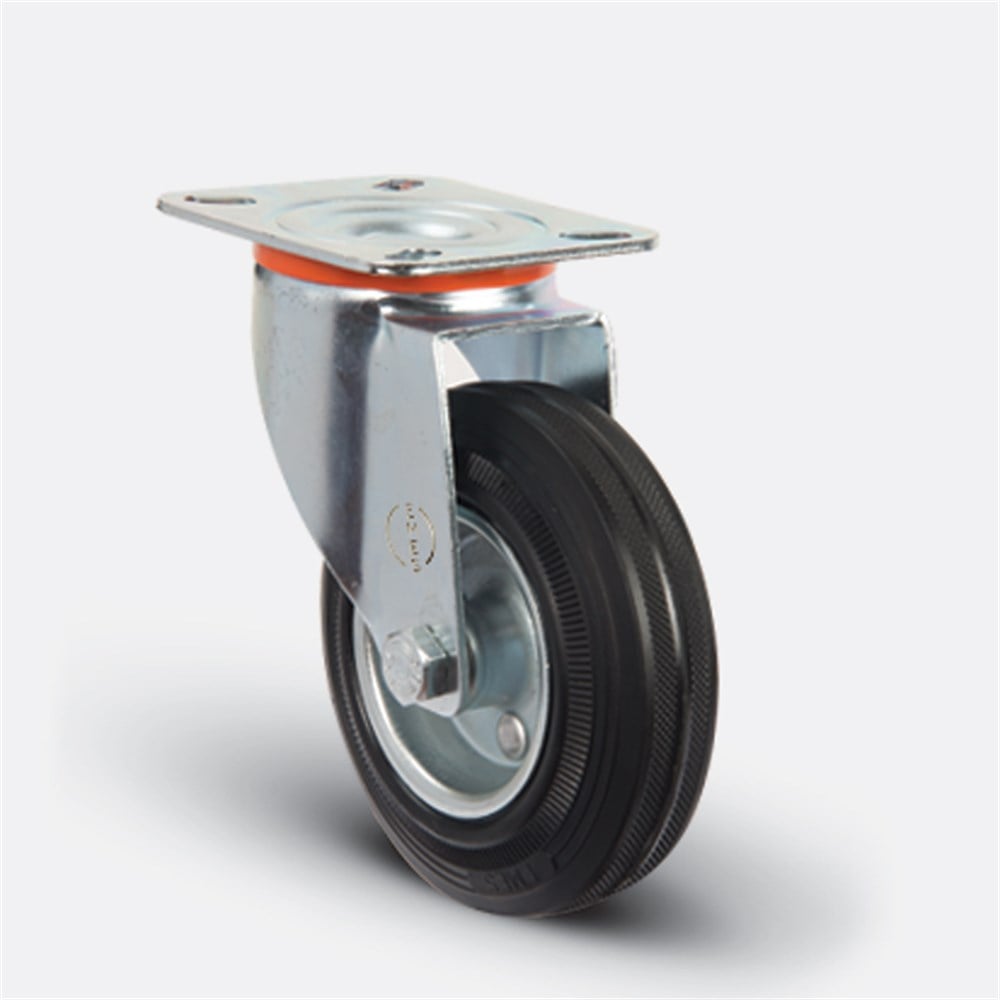 EM01 SPR 200 - Çap:200 Tablalı Oynak Saç Üzeri Kauçuk Hafif Sanayi Tekerleği - Emes Teker