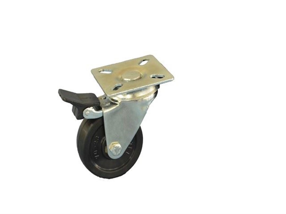 Çiftel - Tablalı Frenli Sarhoş Lastik Tekerlek, Çap:70 mm Burçlu, Hafif Tip Lastik Tekerlek - 0053