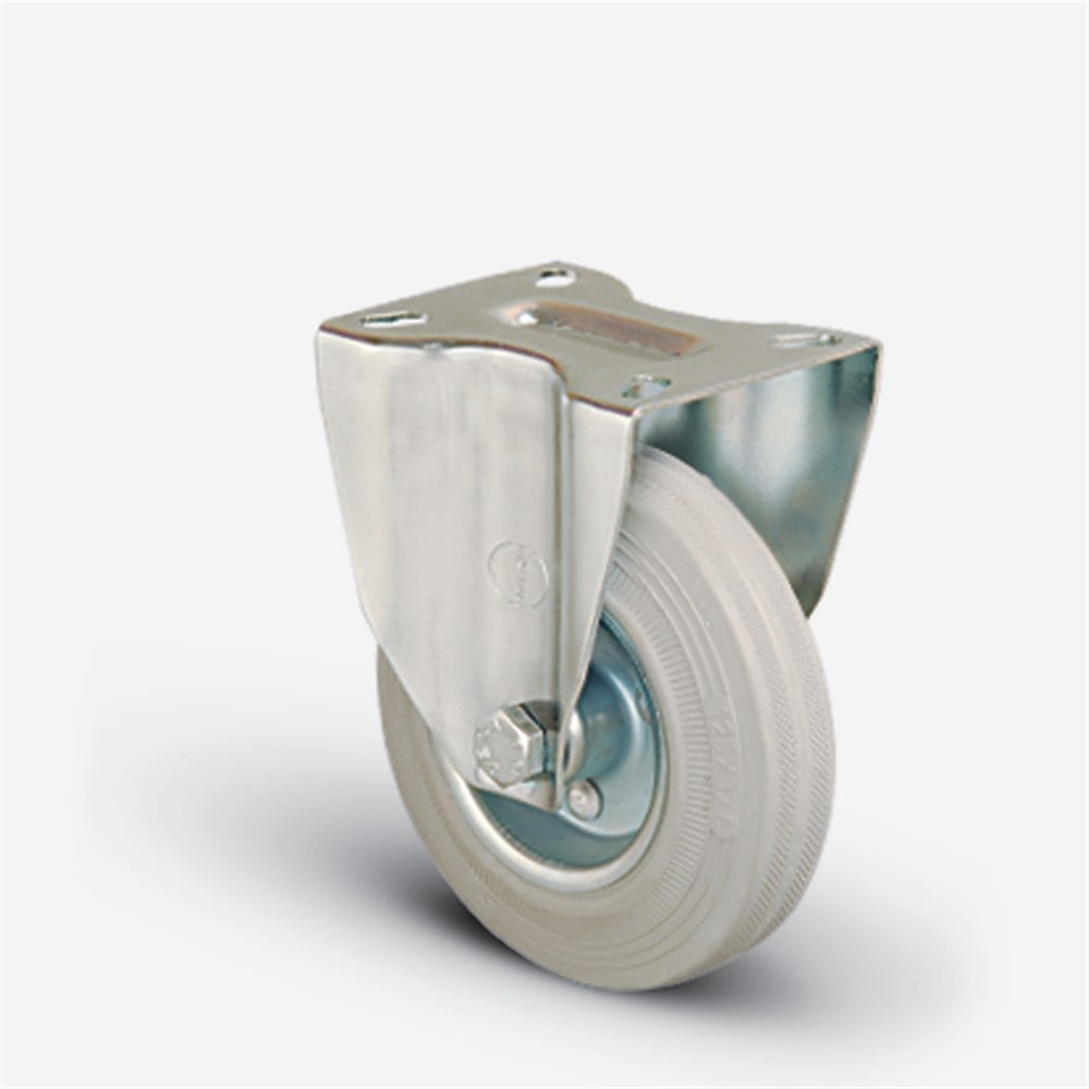 EM02 SPRg 100 - Sabit Tablalı Gri Kauçuk Tekerlek, Çap:100 Hafif Sanayi Tekerleği - Emes Teker