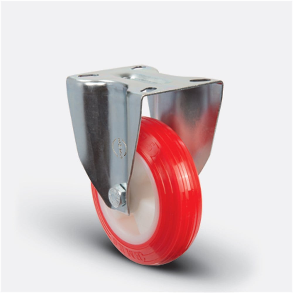 EM02 ZKP 125 - Çap:125 Sabit Bağlantılı Poliamid Üzeri Poliüretan Kaplamalı Hafif Sanayi Tekerleği - Emes Teker