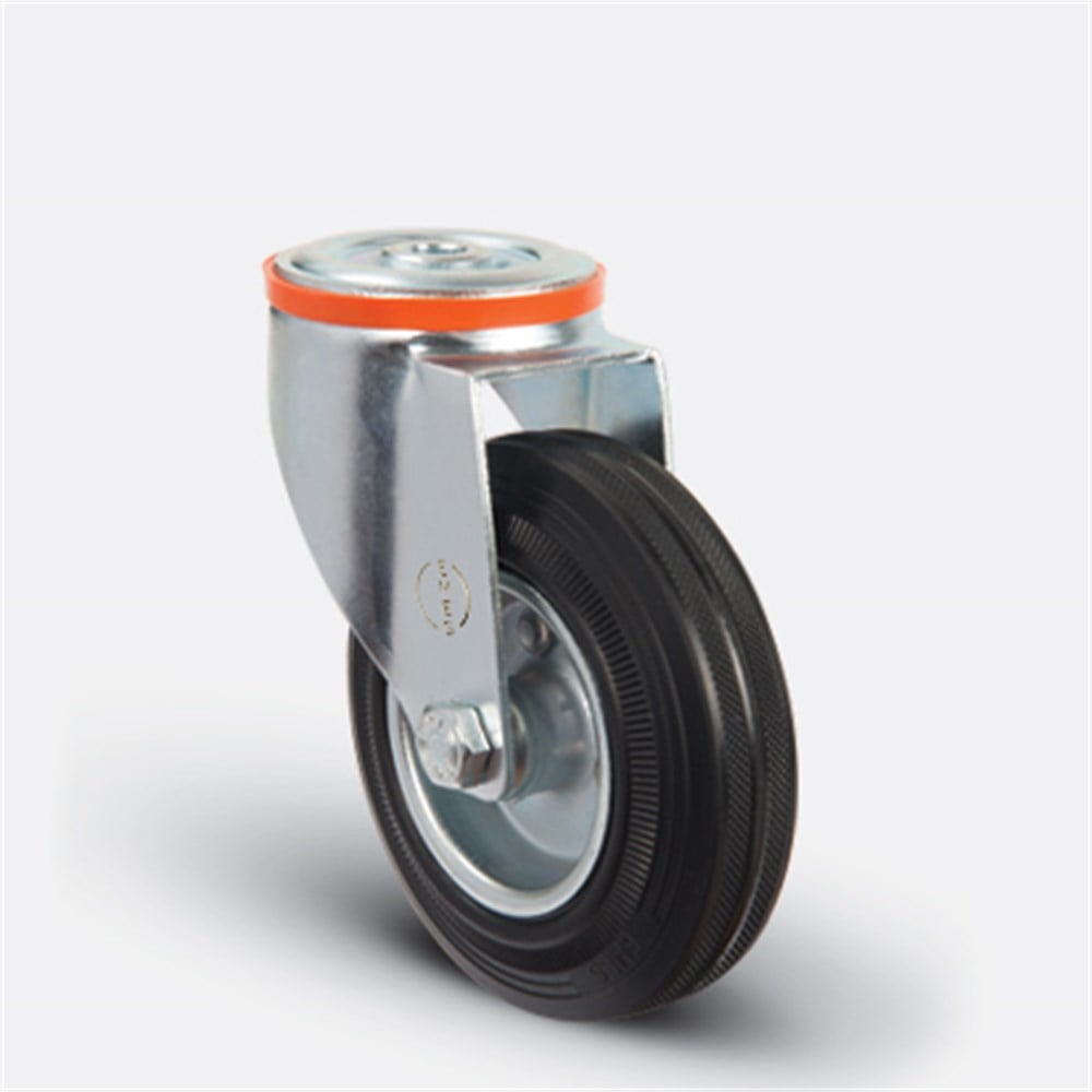 EM04 SPR 80 - Çap:80 Delik Bağlantılı Saç Üzeri Kauçuk Hafif Sanayi Tekerleği - Emes Teker