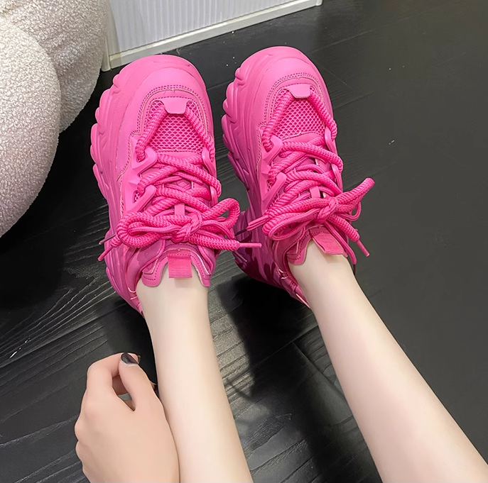 Dolgu Topuk Pembe Sneakers