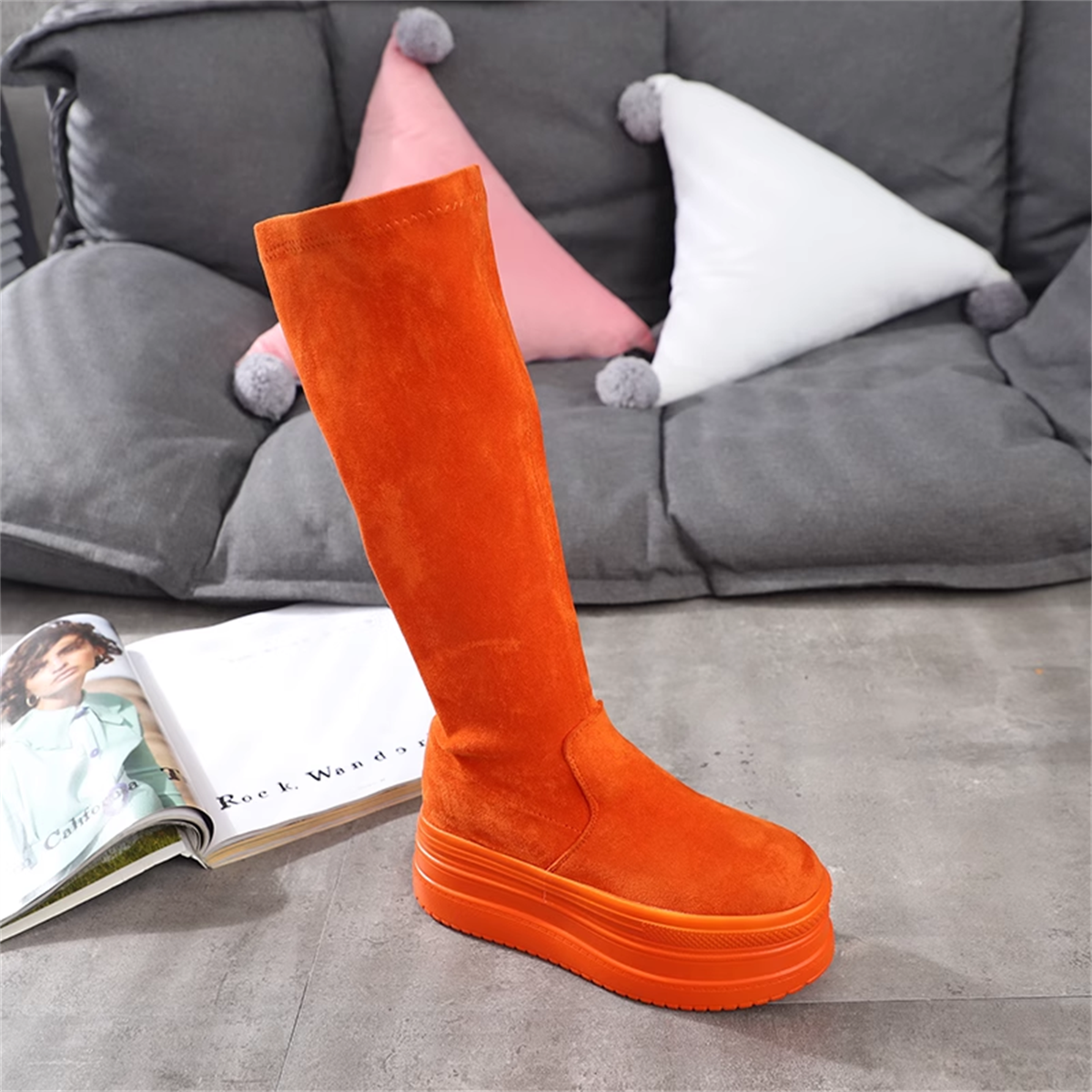 Dolgu Topuk Süet Çizme