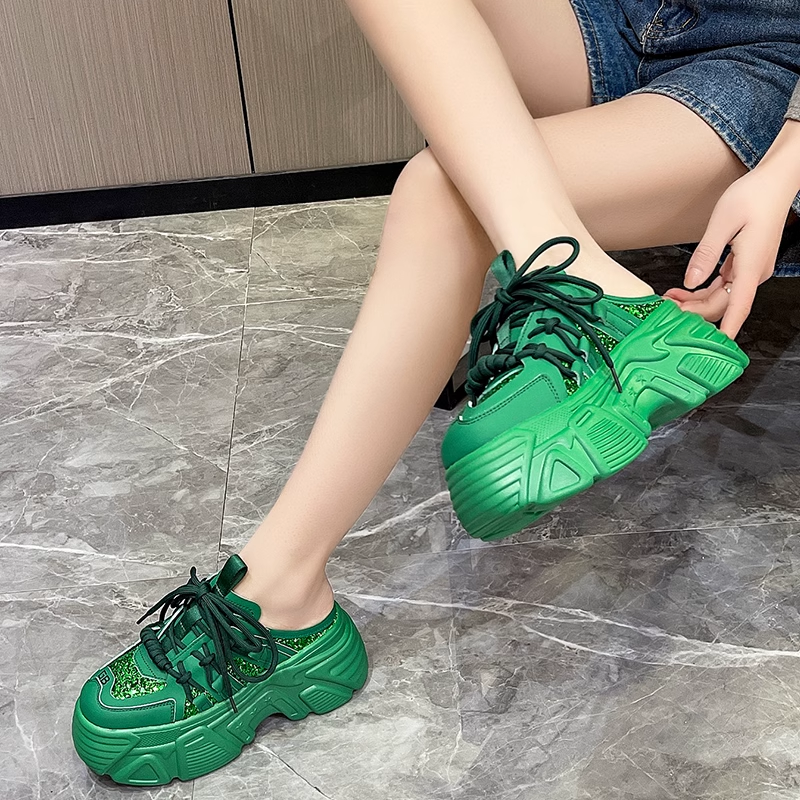 Dolgu Topuk Yeşil Terlik