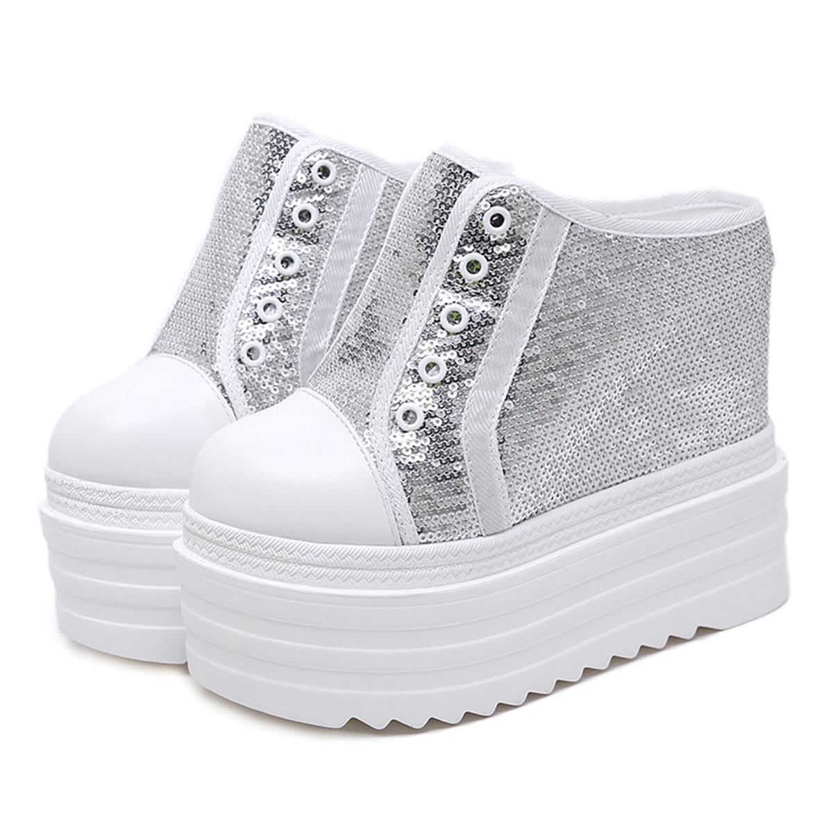 Dolgu Topuklu Payetli Terlik