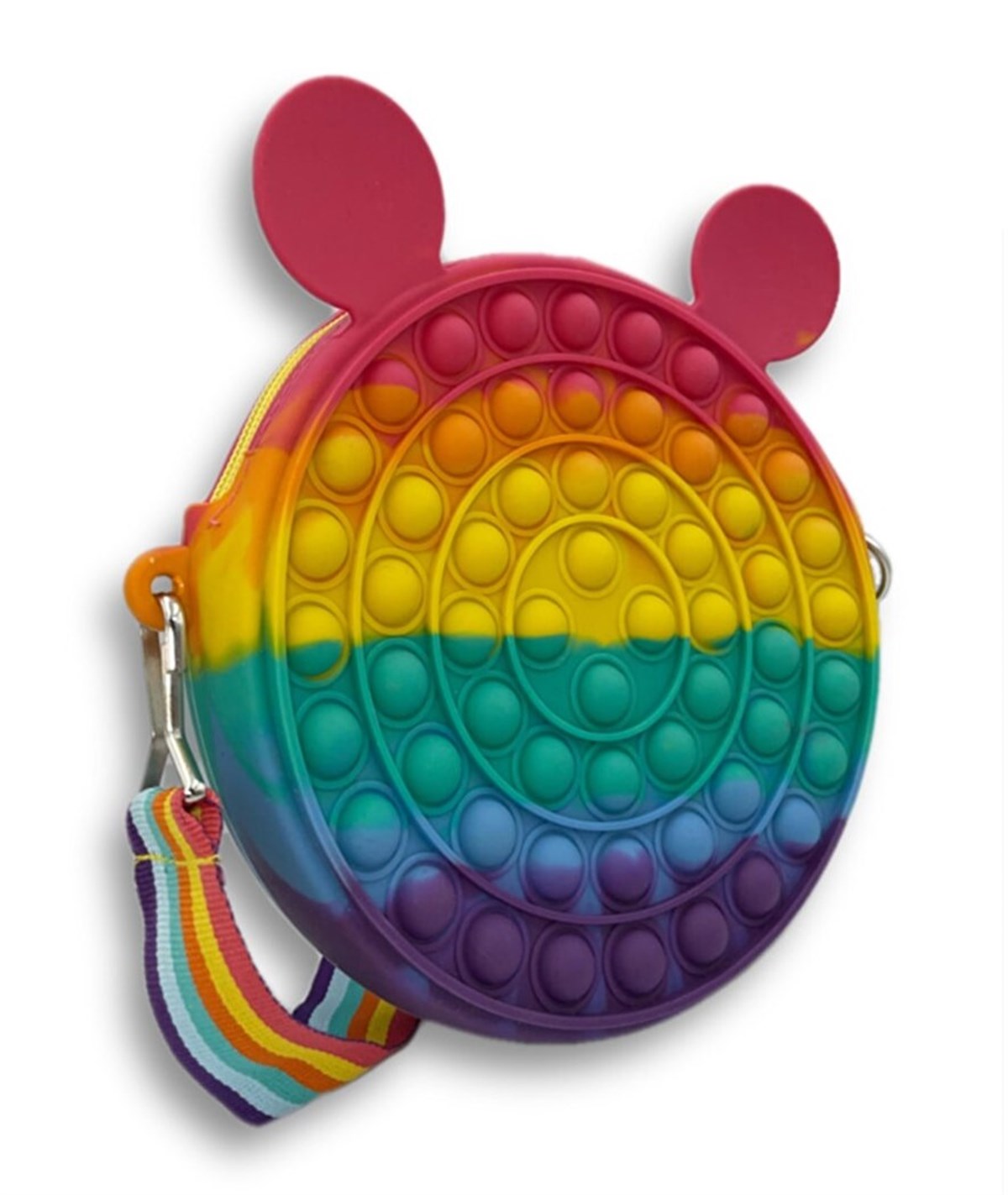 Pop It Push Bubble Fidget Yuvarlak Çanta - Gökkuşağı