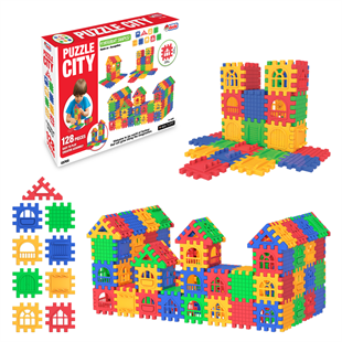 Dede - Puzzle City 3D Yapı ve Tasarım Blokları -128 Parça