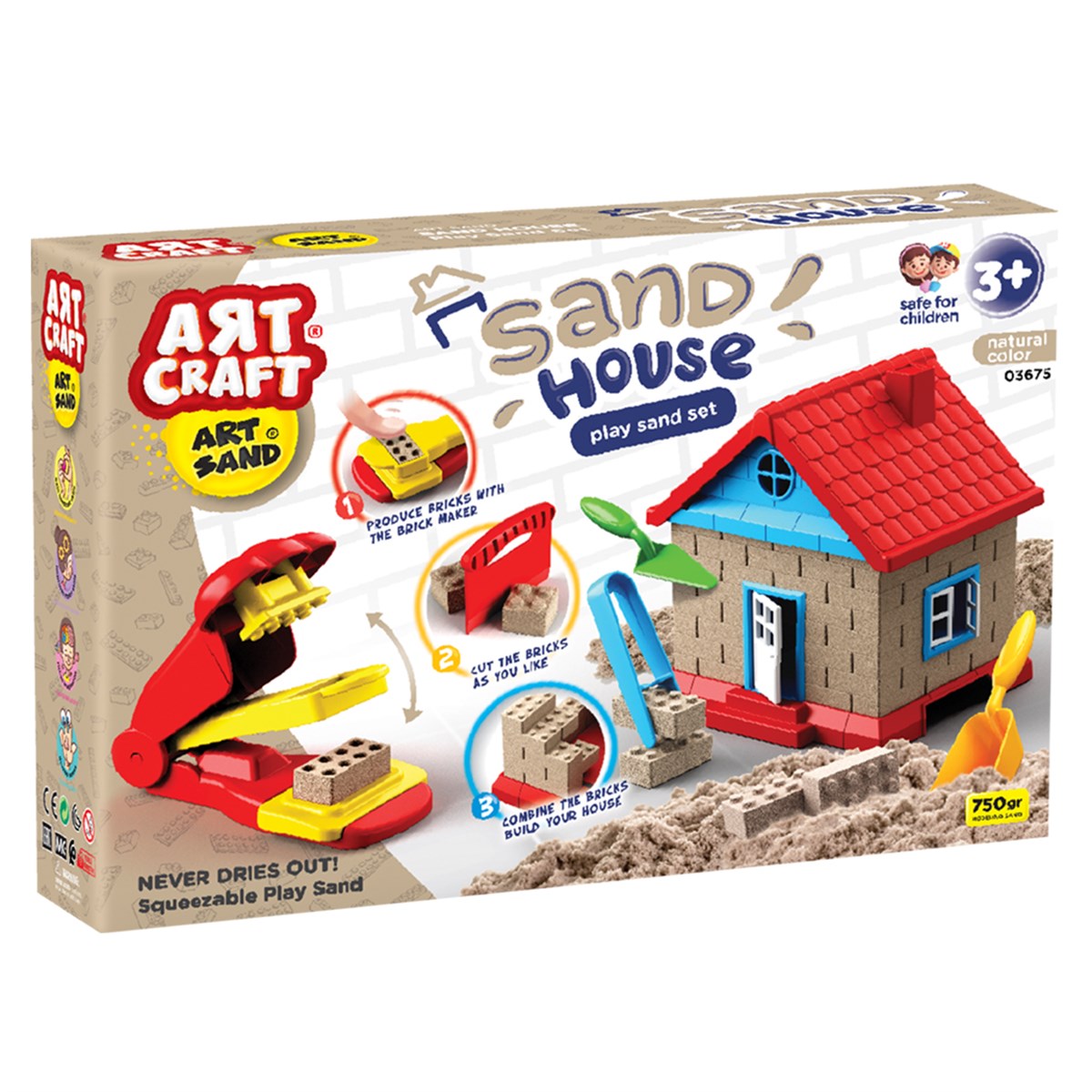 Dede - Art Craft İnşaat Kinetik Kum Ev Seti 750 Gr.