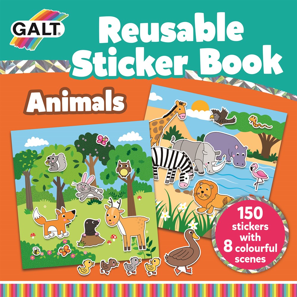 GALT YENİDEN KULLANILABİLİR ÇIKARTMA KİTABI - HAYVANLAR (Reusable Sticker Book - Animals)