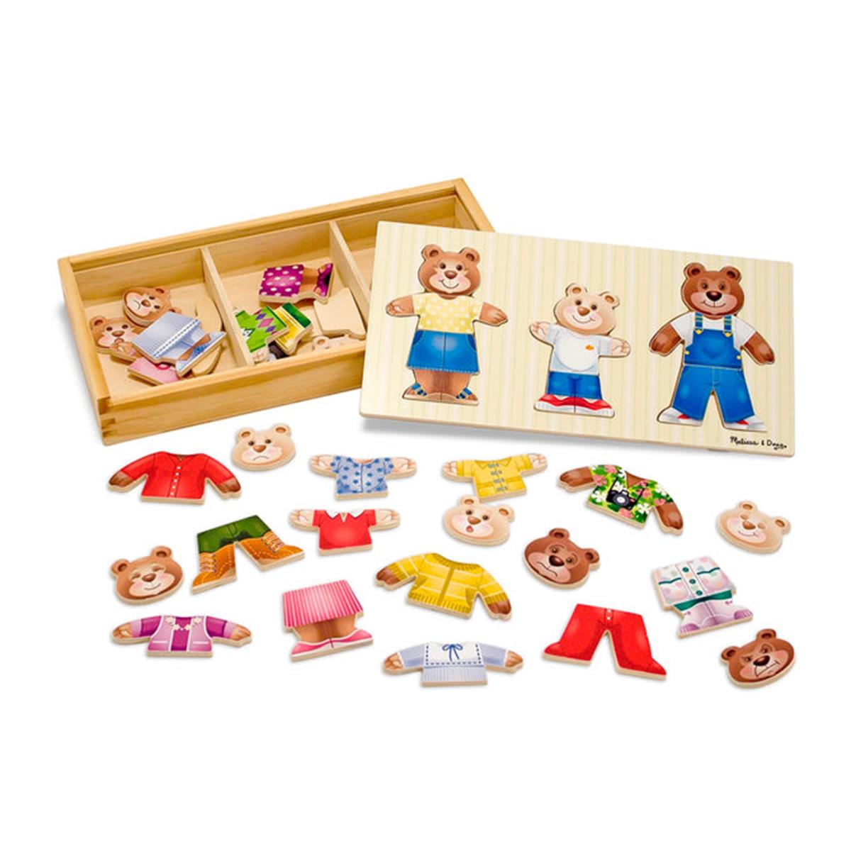 Melissa and Doug Ahşap Ayıcık Ailesi - Değiş Tokuş Giydirme Yapbozu - 45 parça