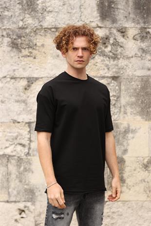 Erkek Oversize Kısa Kol Siyah T-Shirt
