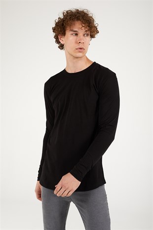Erkek Uzun Kol Basic Supreme Siyah Sweatshirt