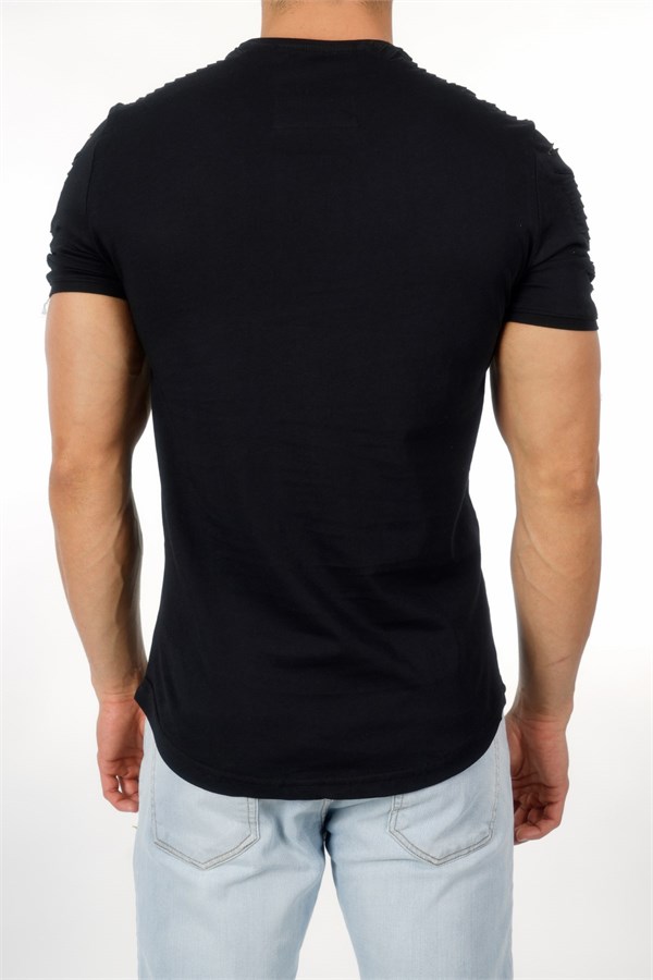 Omuzları Dikişli Siyah Erkek T-Shirt