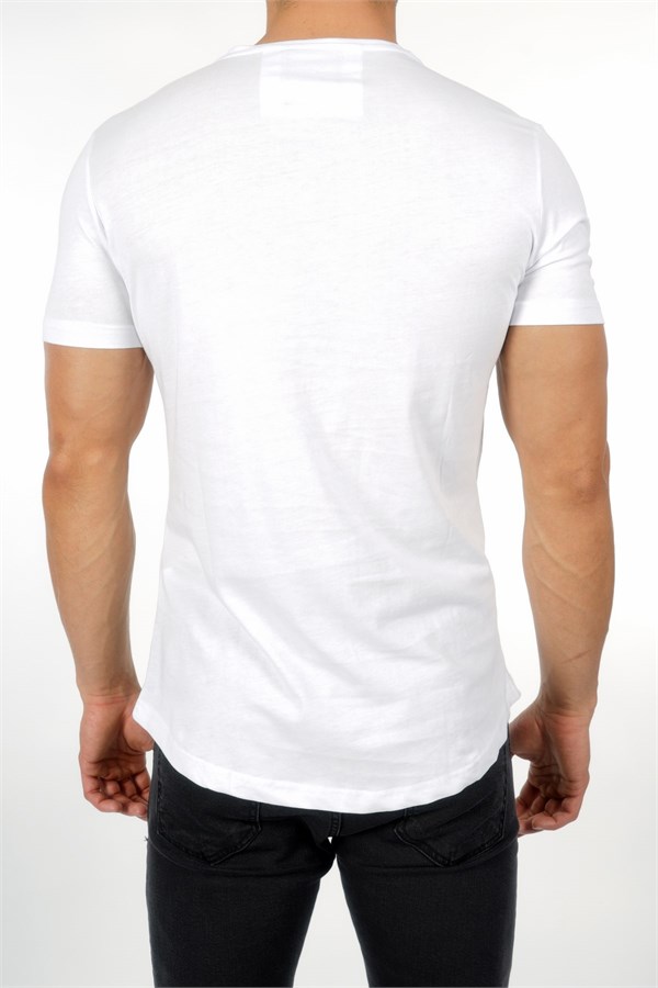 Önü Dikişli Beyaz Erkek T-Shirt