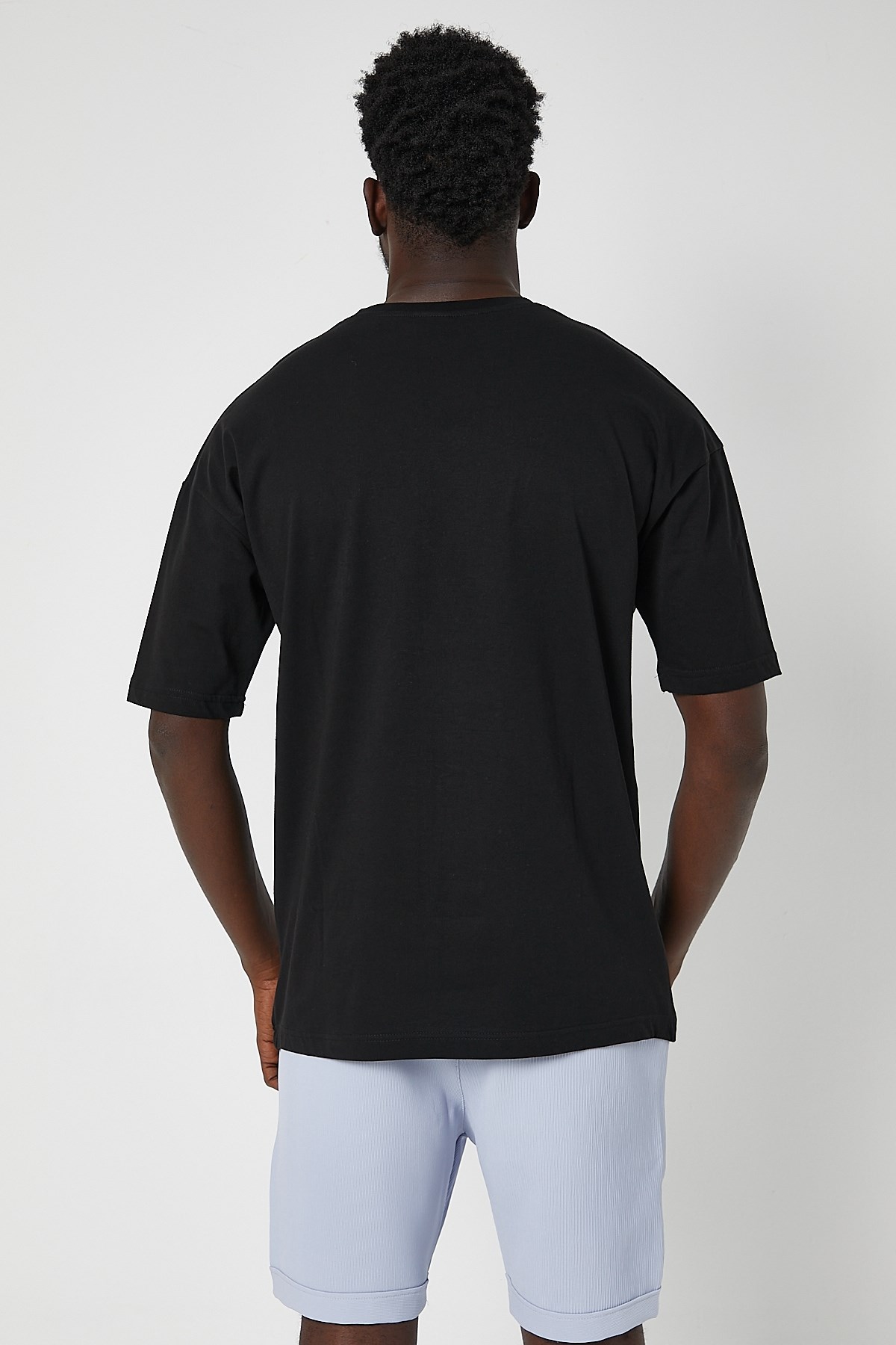 Erkek Description Of Art Baskılı Oversize Siyah T-Shirt