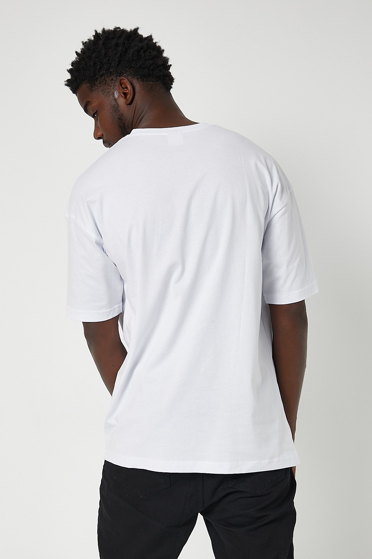 Erkek Description Of Art Baskılı Oversize Beyaz T-Shirt