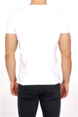 Basic V Yaka Beyaz Erkek T-Shirt