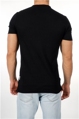 Cebi Deri Fermuarlı Siyah Erkek T-Shirt