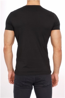 Basic V Yaka Siyah Erkek T-Shirt